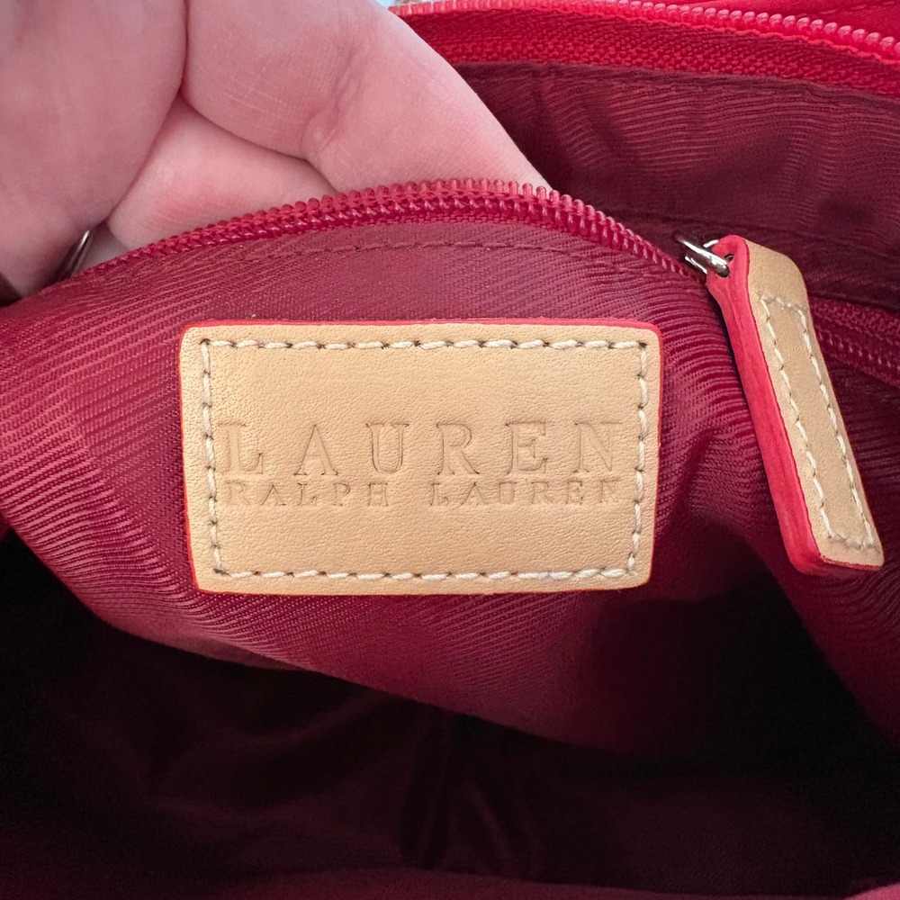 Ralph Lauren Vintage Y2K Red Nylong Leather Shoulder Bag - Picture 7 of 7